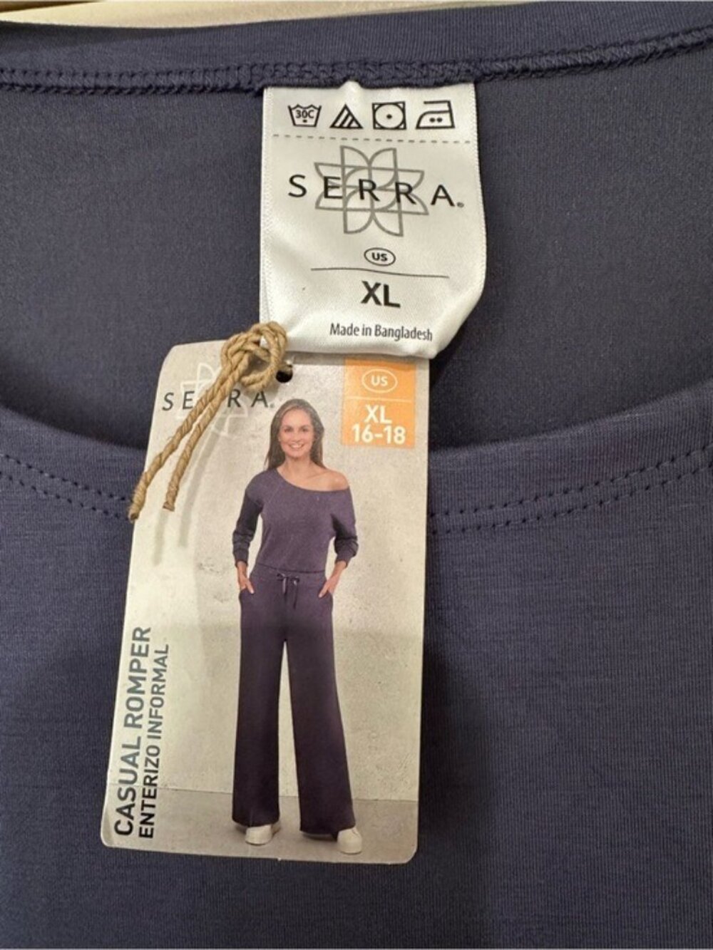 Serra Blue Casual Romper Jumpsuit XL 16-18 Wide Leg Drawstring NWT - Picture 9 of 11